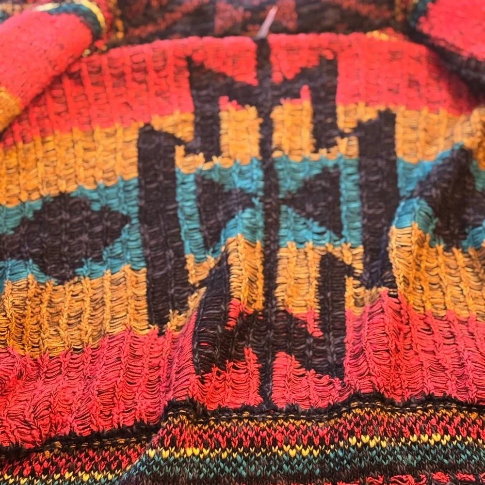 Free people Wild West southwest belted cardigan sweater Aztec xs but fits big - Picture 11 of 12